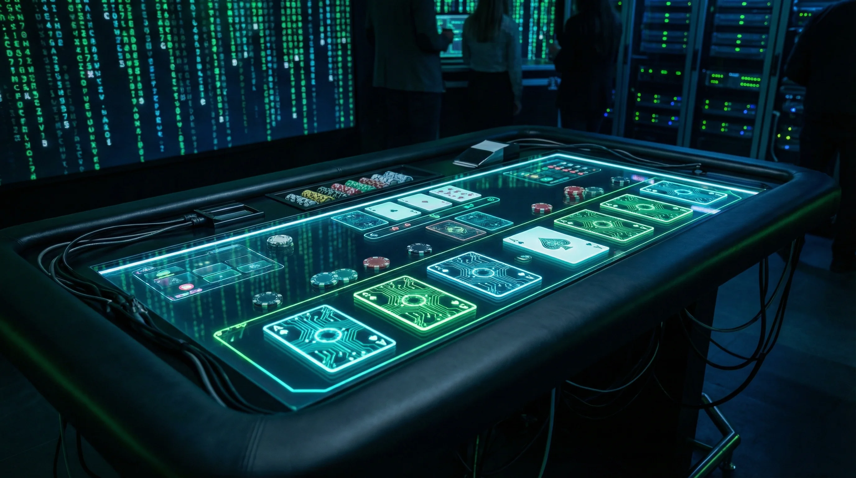 Mesa de bacará elegante com tema hacker no betnacional